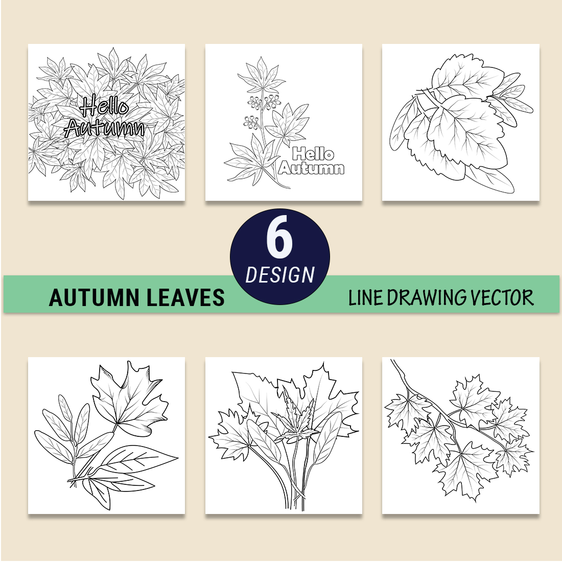 Autumn harvest vegetable pumpkin Autumn Fall season coloring illustration pages, Maple ornate leaves in black isolated on white background cover image.