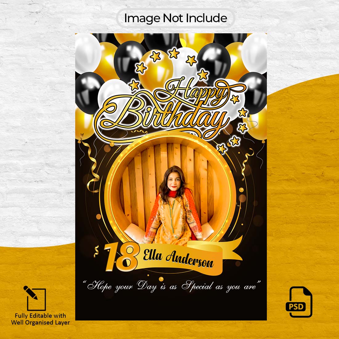 PSD Editable Sparkling Moments: Captivating Birthday Wishes for Social Media preview image.