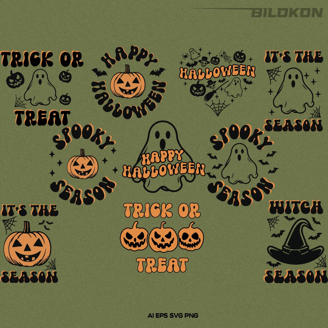 Happy Halloween Design SVG Bundle, Halloween SVG Cut File cover image.