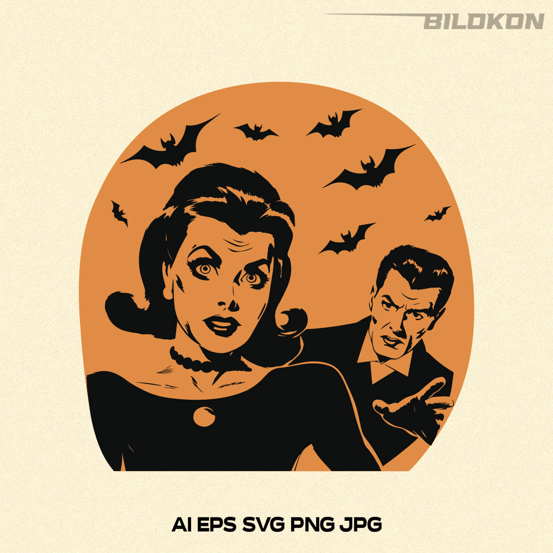 Halloween illustration of a man with a woman, Vector, SVG preview image.