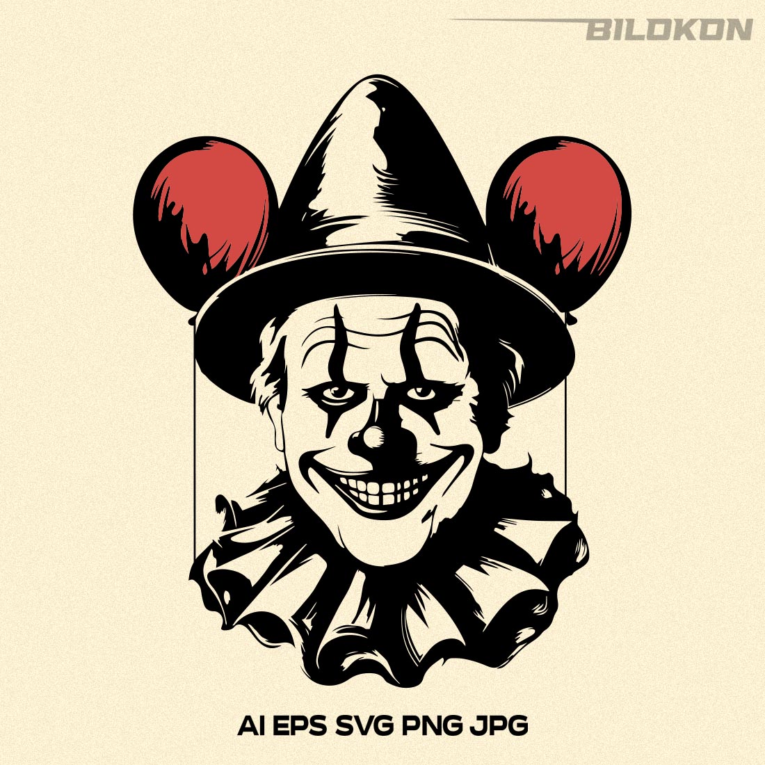 Clown SVG, Scary Halloween Clown, Halloween SVG Design preview image.