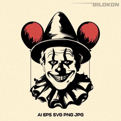 Clown SVG, Scary Halloween Clown, Halloween SVG Design cover image.