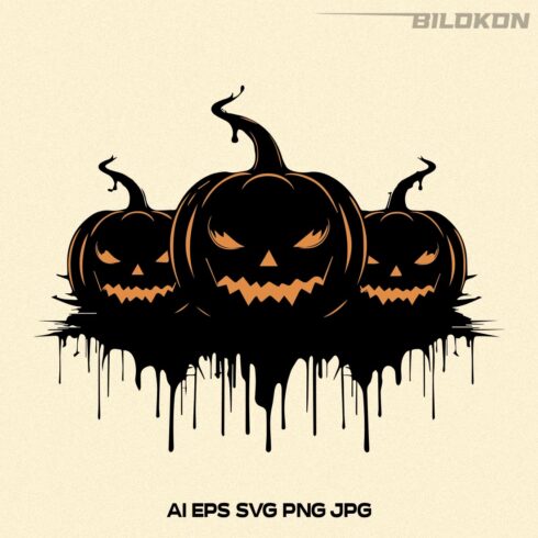 Scary halloween pumpkin, Halloween pumpkins, Vector SVG cover image.
