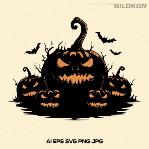 Scary halloween pumpkin, Halloween pumpkins, Vector SVG cover image.