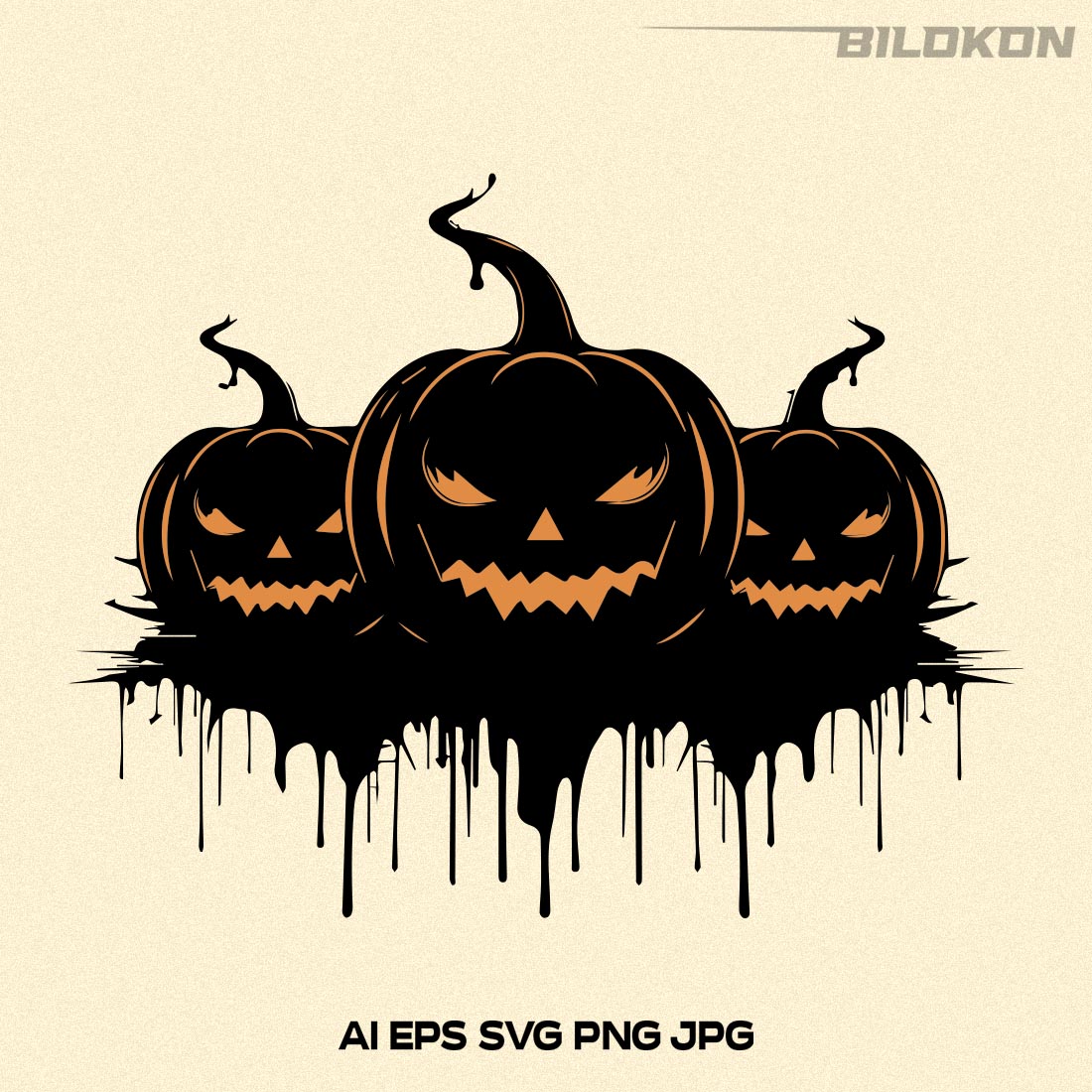Scary halloween pumpkin, Halloween pumpkins, Vector SVG preview image.