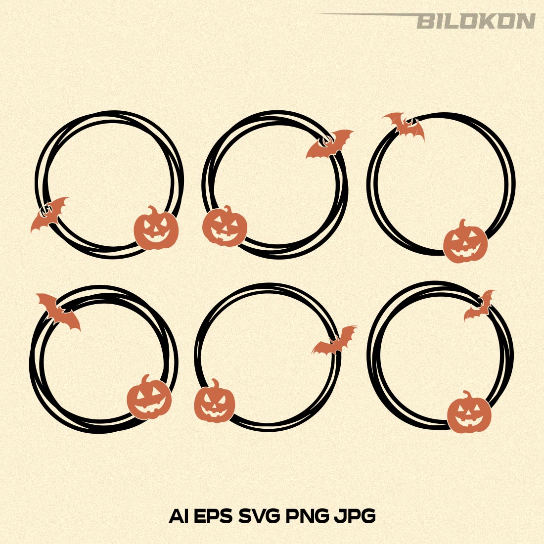 Halloween Double Circle Frame set, Halloween SVG cover image.