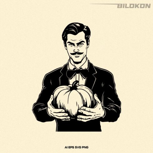 Man hold pumpkin, Halloween Pumpkin, Halloween SVG cover image.