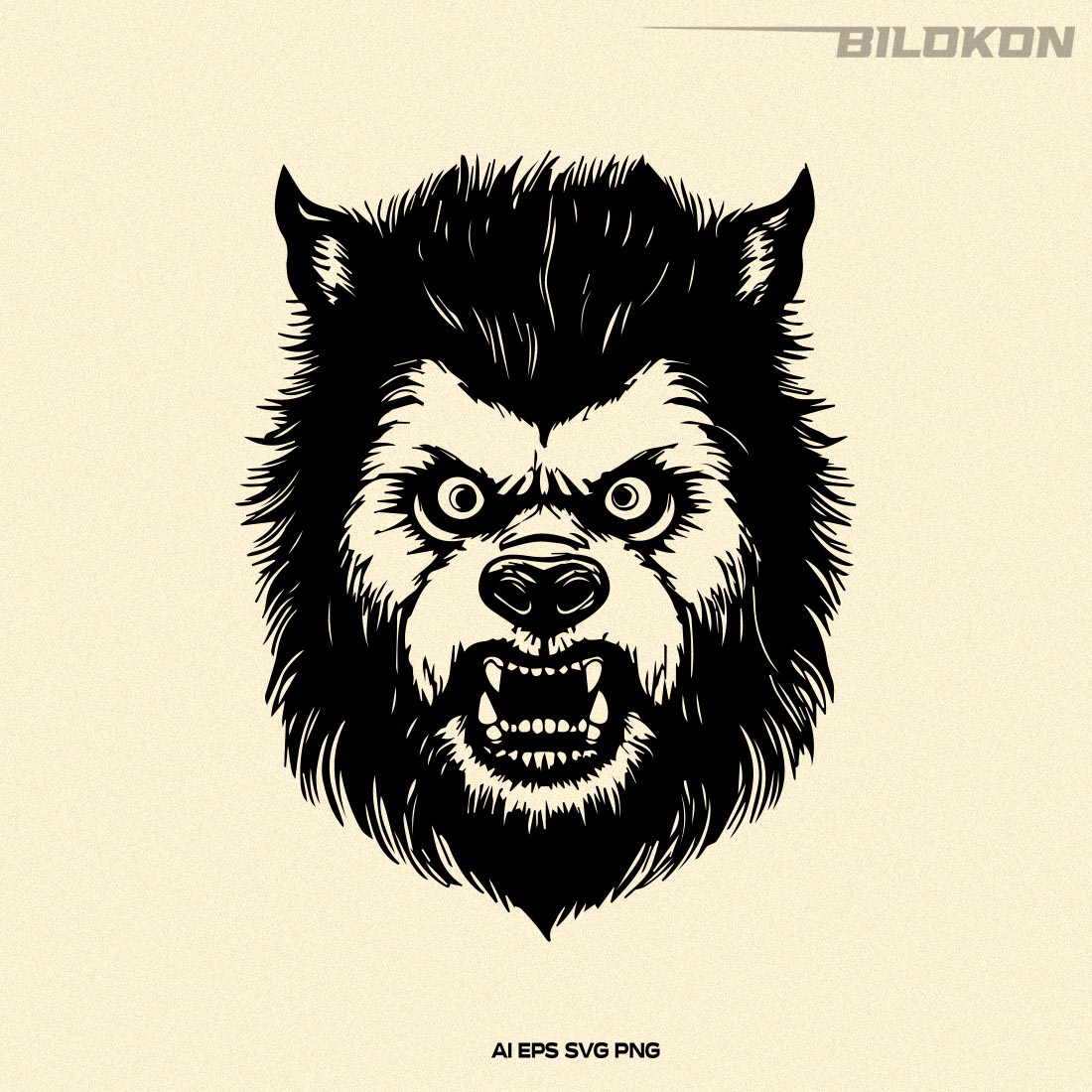 Werewolf head, Wolf man head, Halloween SVG Design preview image.