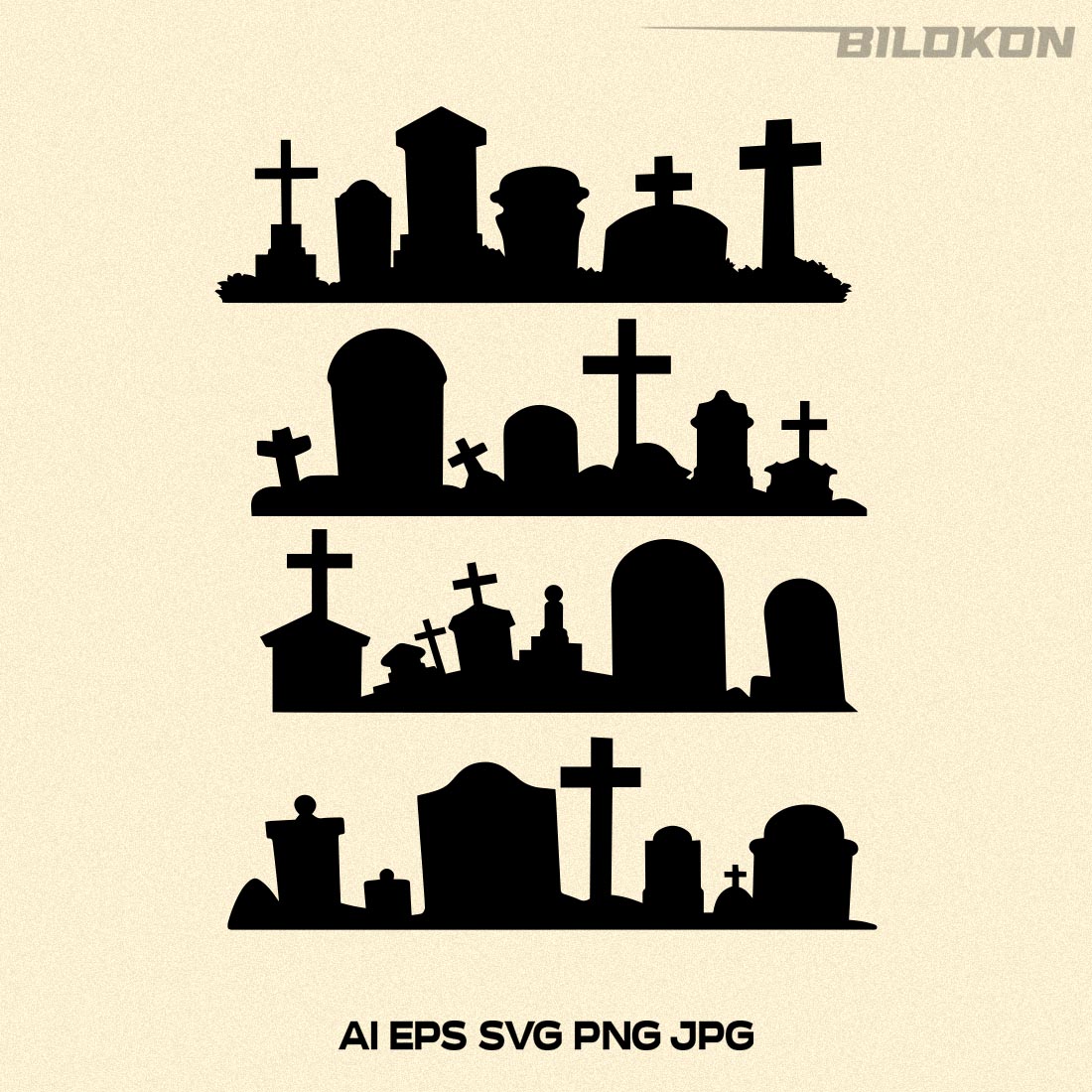 Grave Set SVG, Halloween Grave SVG Design, Halloween SVG preview image.