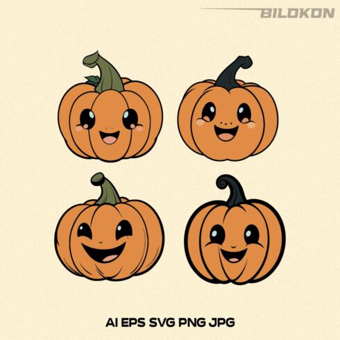 Cartoon Halloween Pumpkin SVG, Halloween Pumpkin Design SVG cover image.