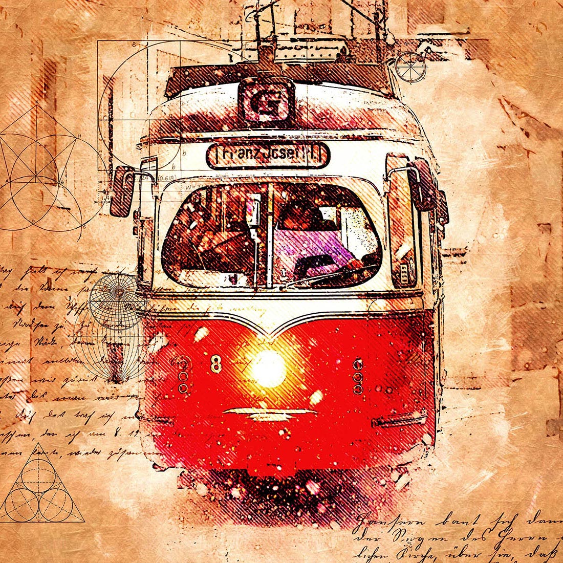 Bundle of 72 OLD TROLLEY CAR HQ Graphics Ready to Print with Grunge Style preview image.