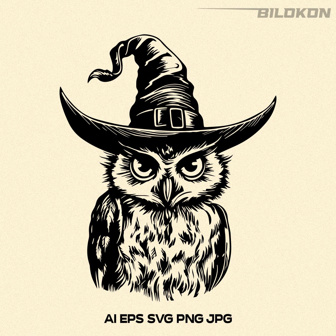 Halloween Owl in a witch hat, Vector, SVG preview image.