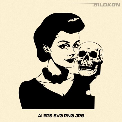 Woman hold skull, Halloween SVG Design, Skull SVG cover image.