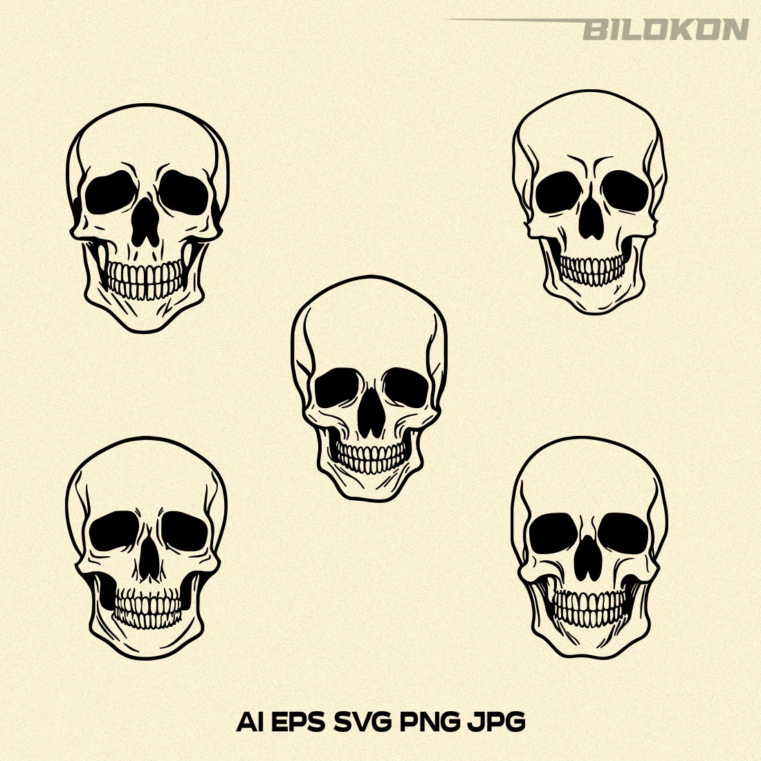 Skull Bundle SVG, Halloween Skull, Vector SVG preview image.