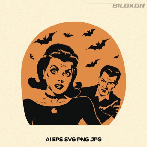 Halloween illustration of a man with a woman, Vector, SVG cover image.