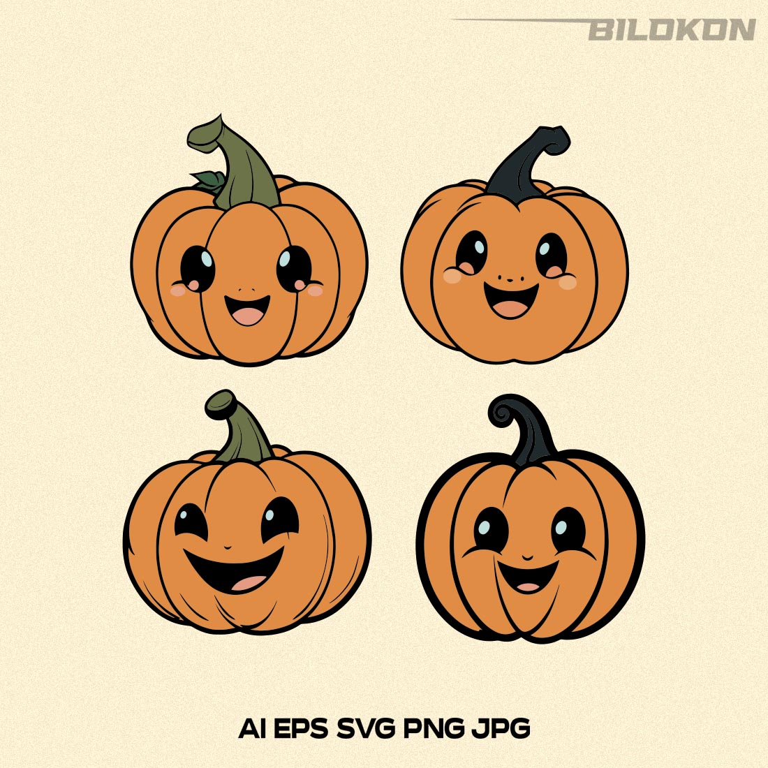 Cartoon Halloween Pumpkin SVG, Halloween Pumpkin Design SVG preview image.