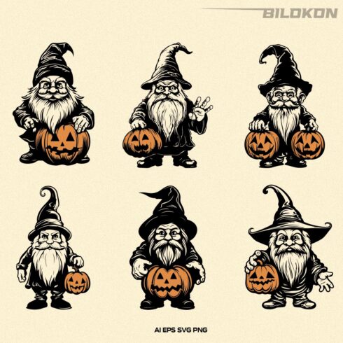 Halloween Gnome Hold Pumpkin, Halloween pumpkin SVG cover image.