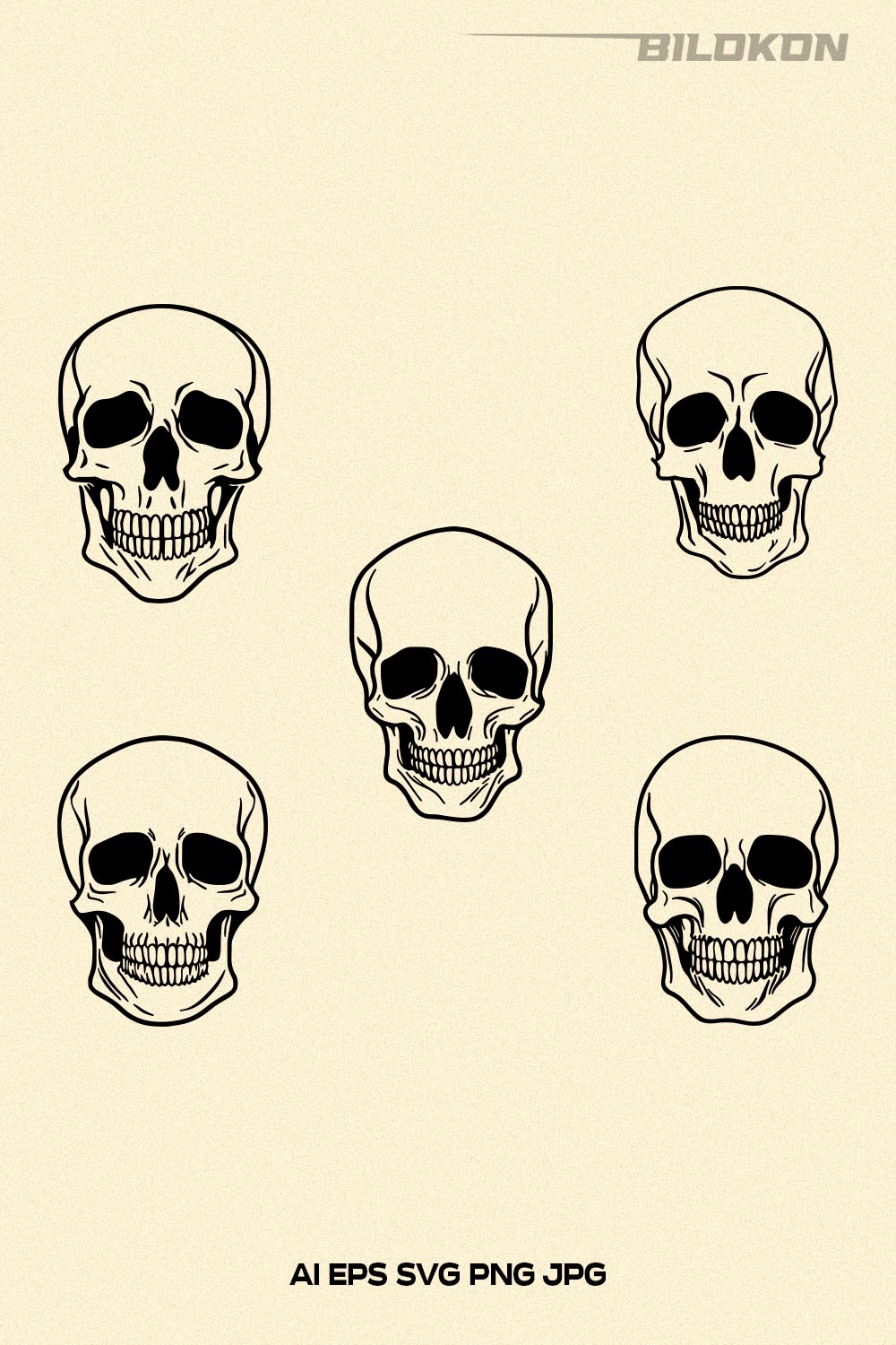Skull Bundle SVG, Halloween Skull, Vector SVG pinterest preview image.