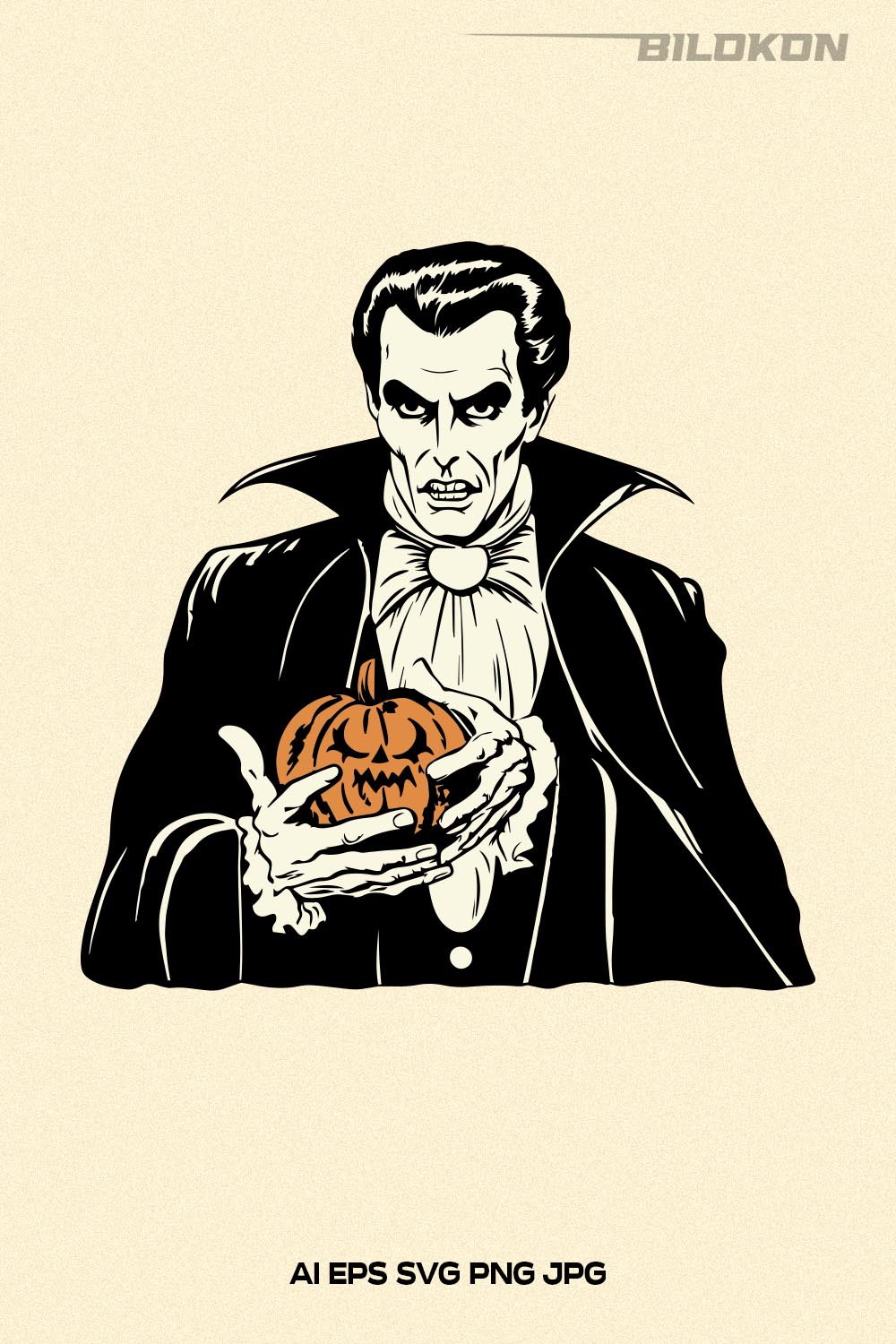 Dracula hold pumpkin, Halloween SVG, Halloween Design pinterest preview image.