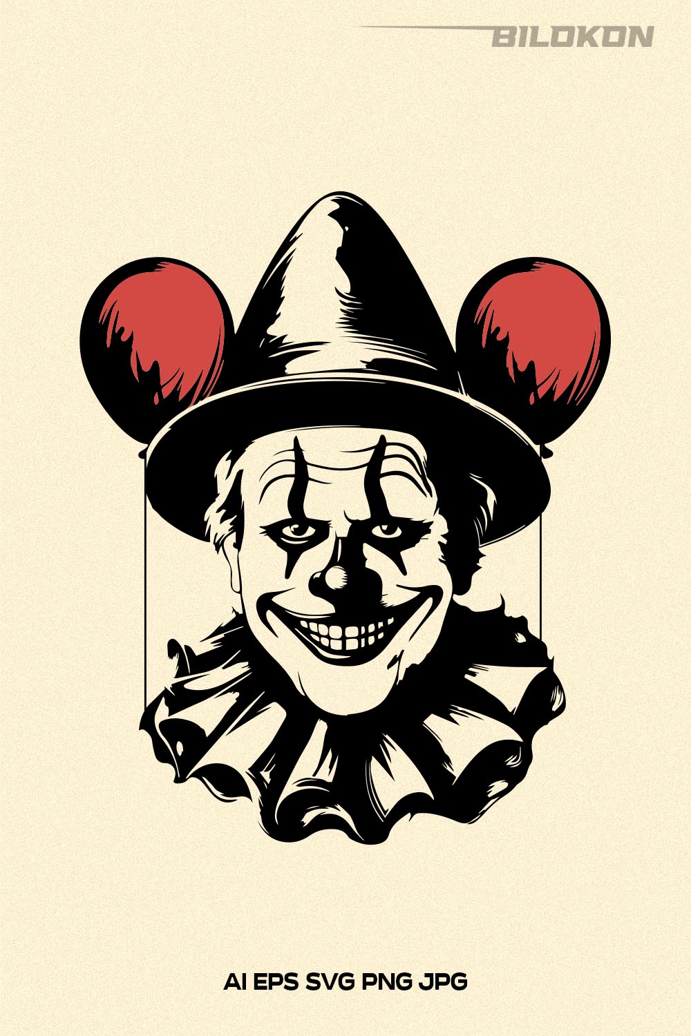 Clown SVG, Scary Halloween Clown, Halloween SVG Design pinterest preview image.