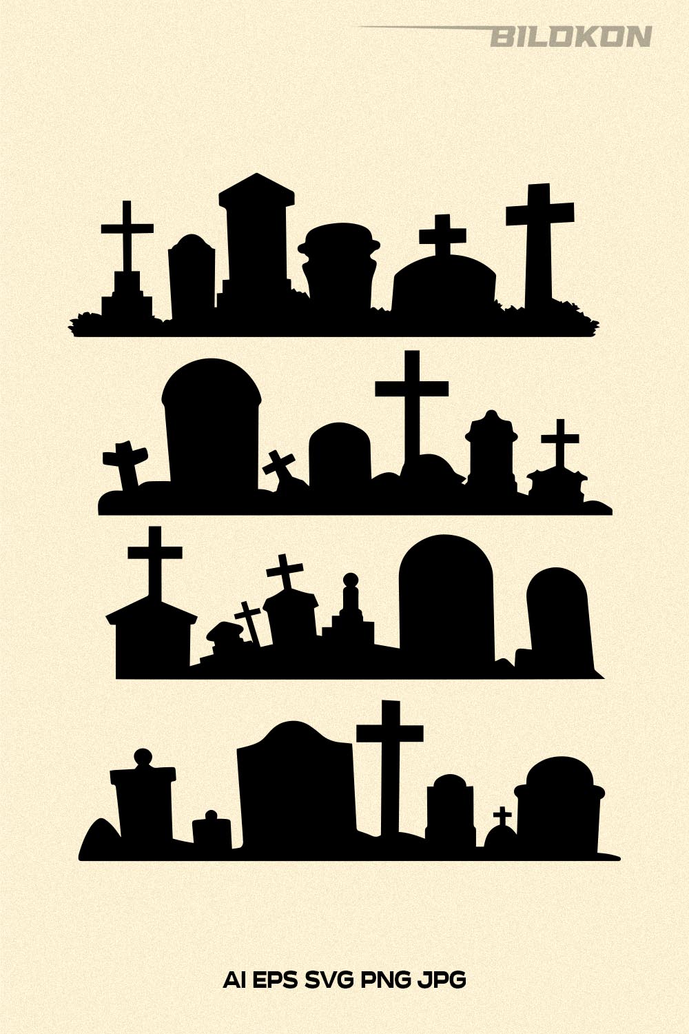 Grave Set SVG, Halloween Grave SVG Design, Halloween SVG pinterest preview image.
