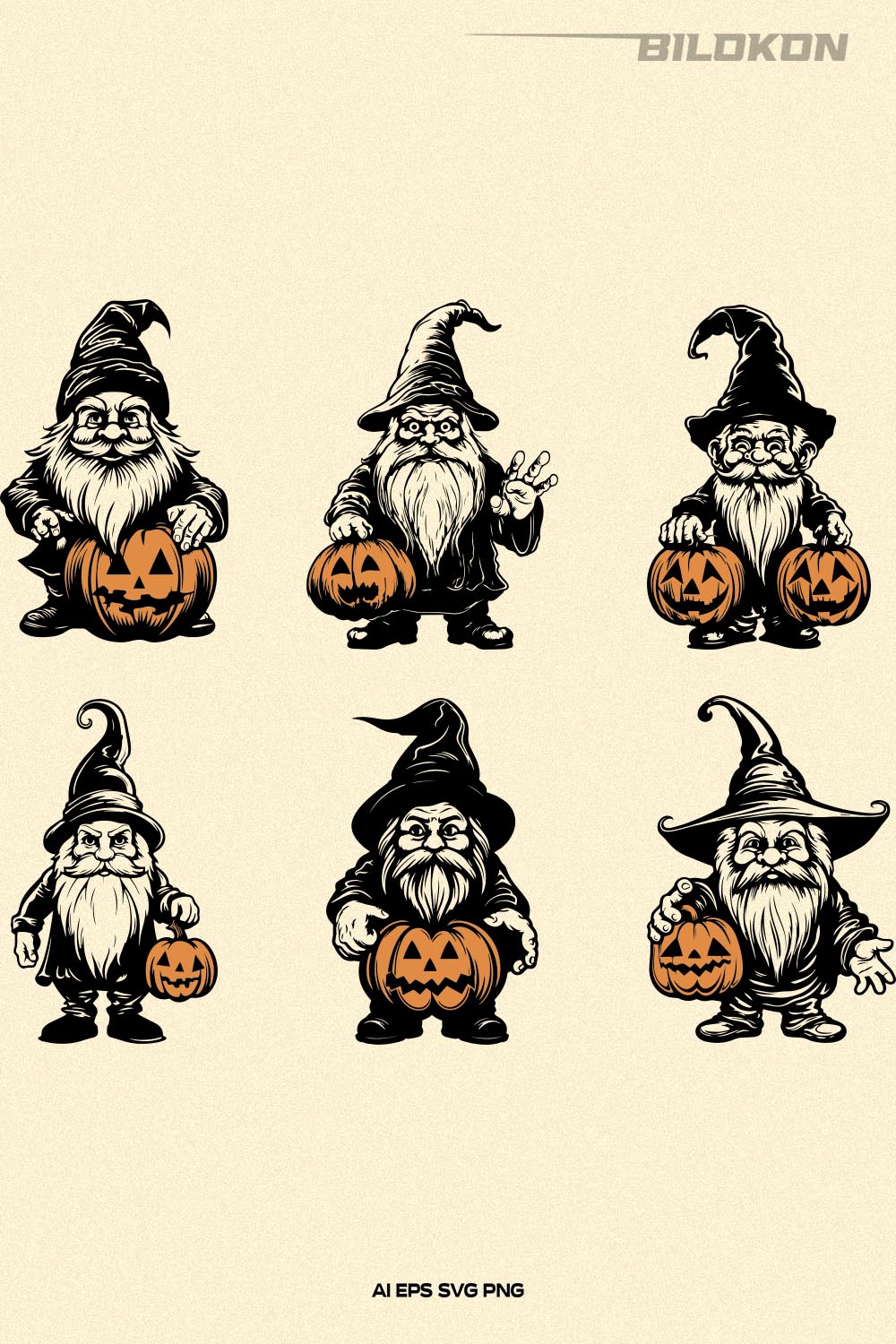 Halloween Gnome Hold Pumpkin, Halloween pumpkin SVG pinterest preview image.