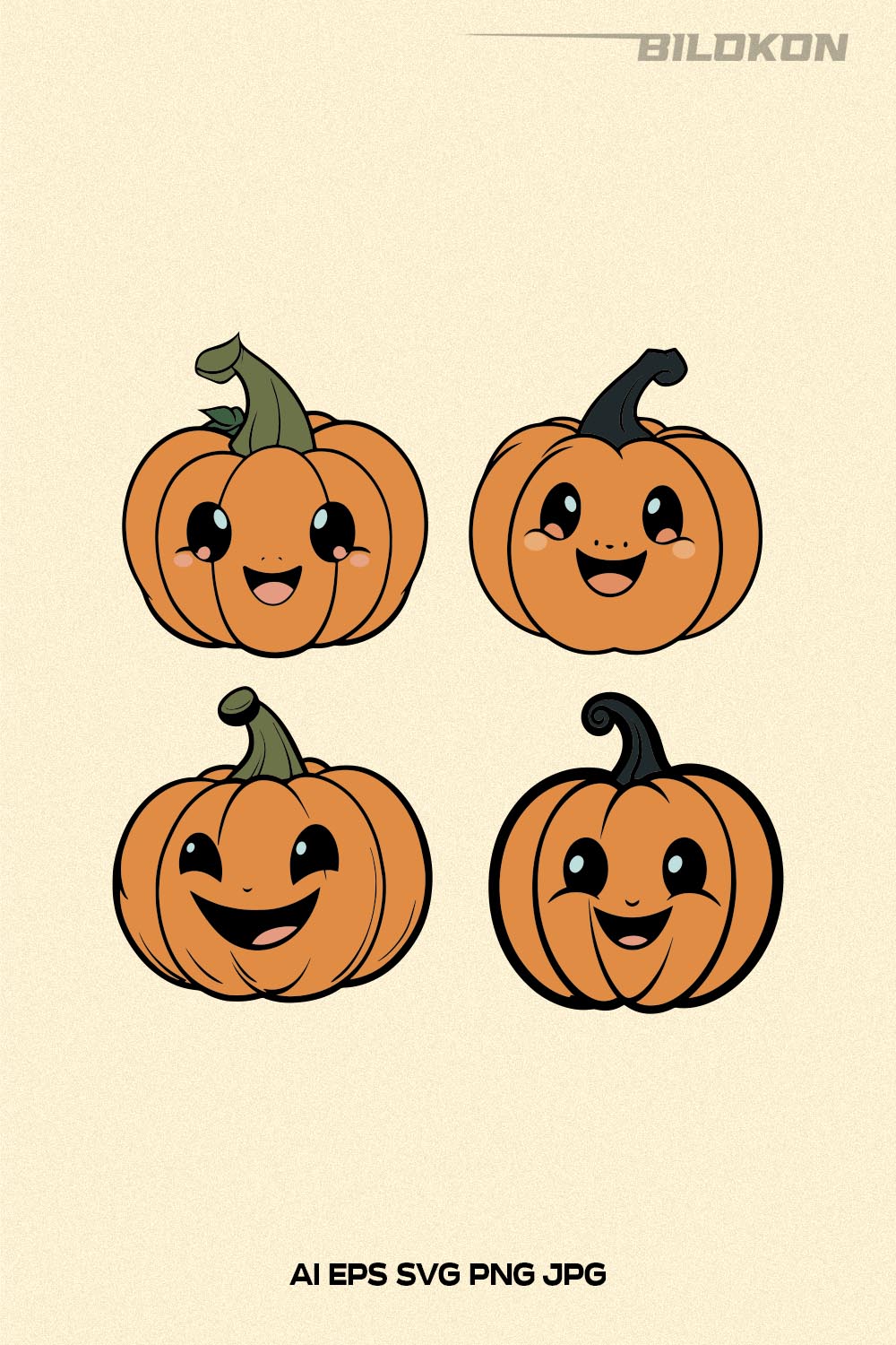 Cartoon Halloween Pumpkin SVG, Halloween Pumpkin Design SVG pinterest preview image.