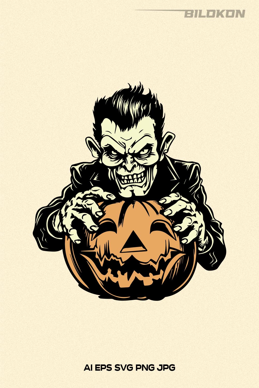 Halloween Monsters hold pumpkin, Halloween SVG, Design SVG pinterest preview image.