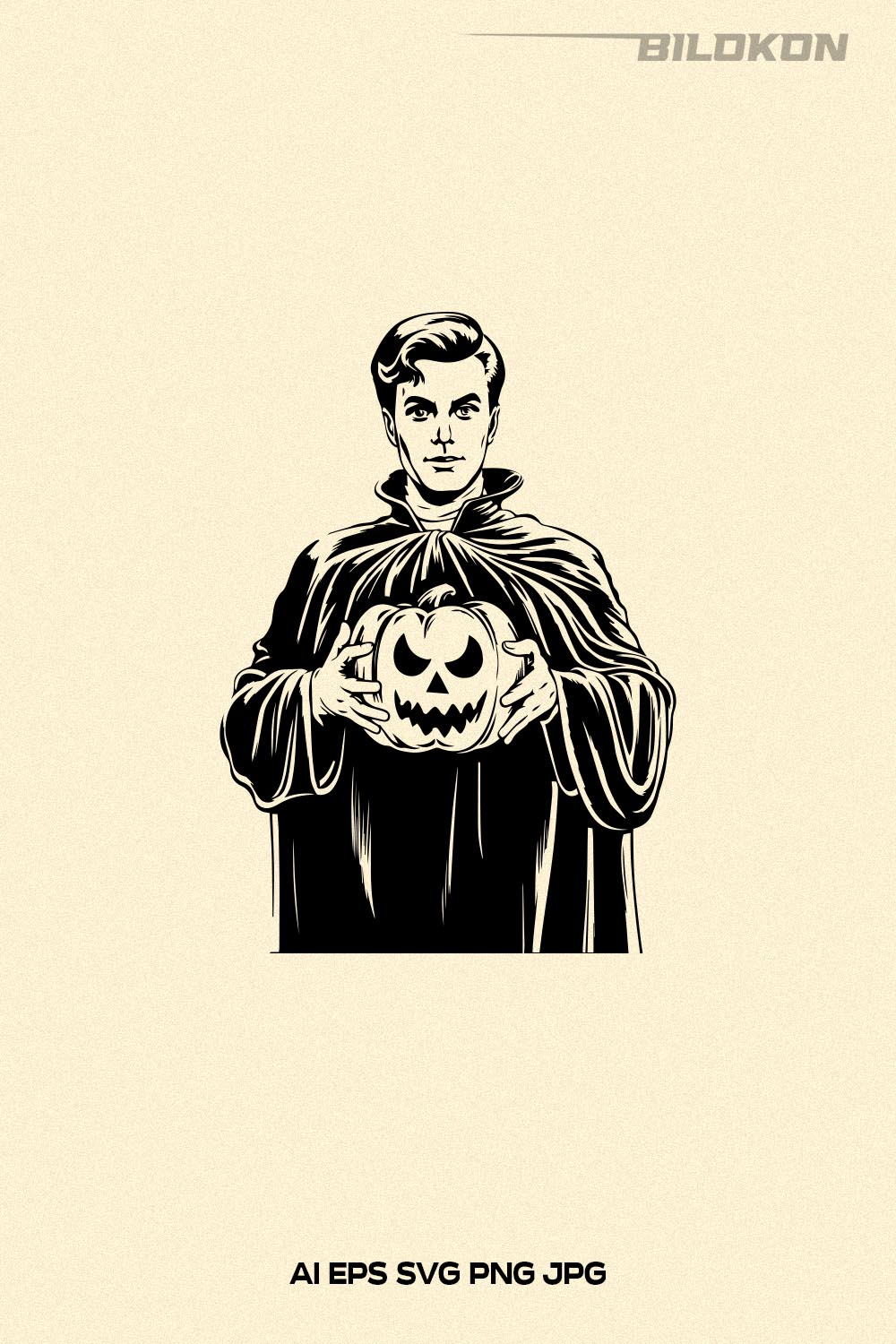 Ghost man hold pumpkin , Halloween SVG, Vector File pinterest preview image.