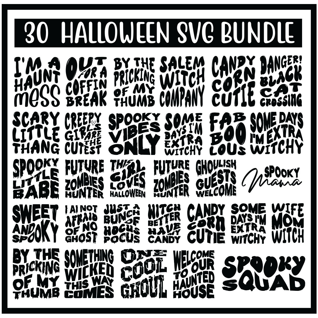 30 SVG Retro Halloween Bundle, Retro SVG Graphic preview image.