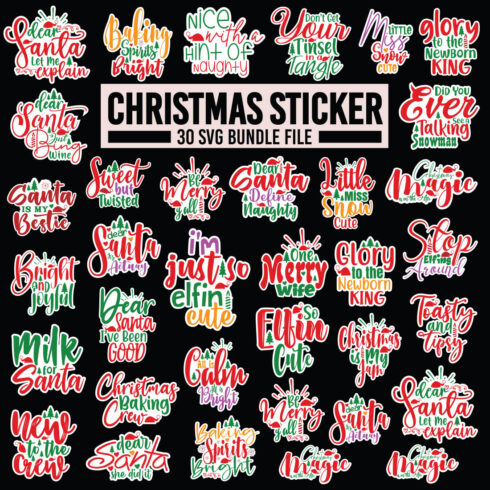 30 SVG sticker Christmas Bundle, Sticker SVG Bundle, Holiday SVG Bundle, Santa SVg , Christmas SVG Bundle cover image.