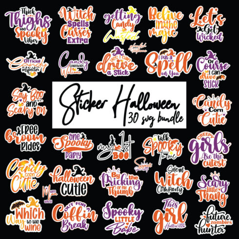 30 SVG Retro Christmas Bundle, Holiday Graphic, Halloween SVG Bundle, sticker halloween, cover image.