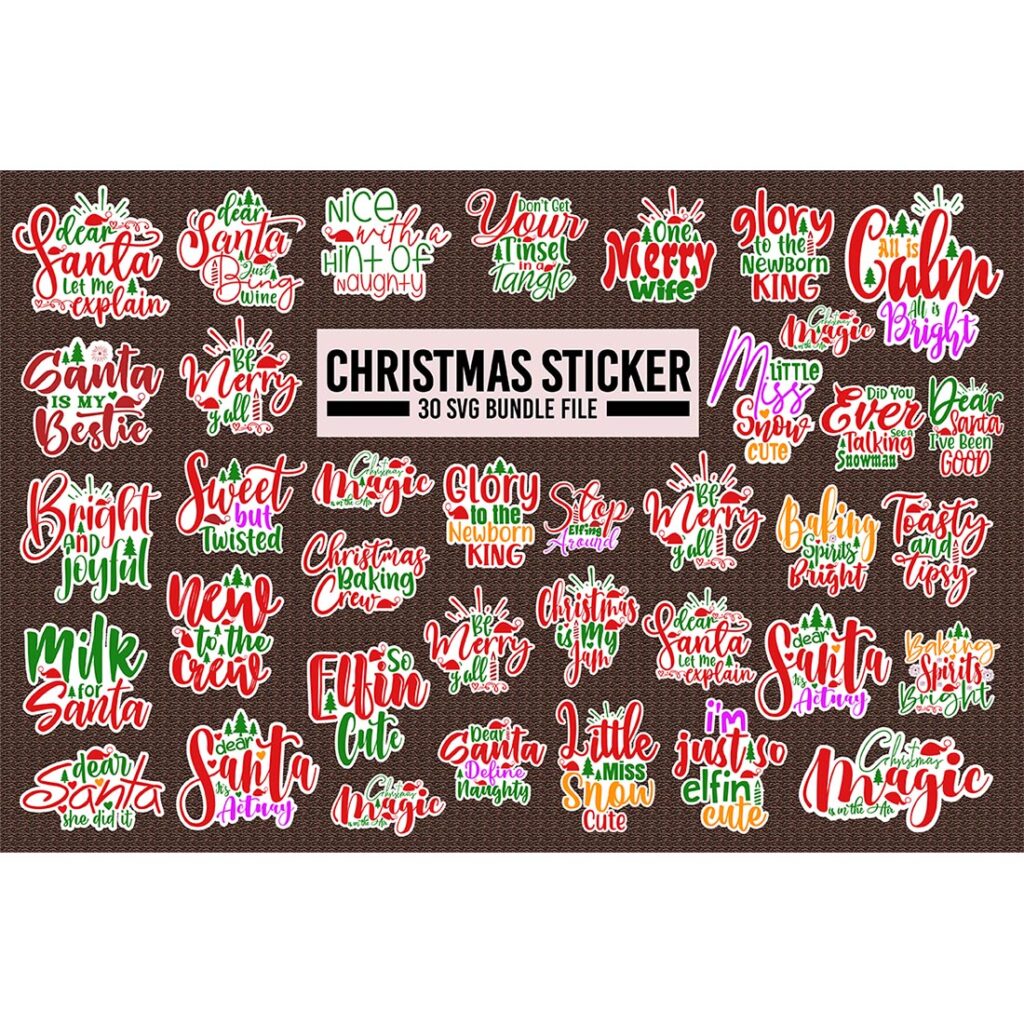 Sticker Sign Svg 30 SVG sticker Christmas Bundle, Sticker SVG Bundle, Holiday SVG Bundle ...