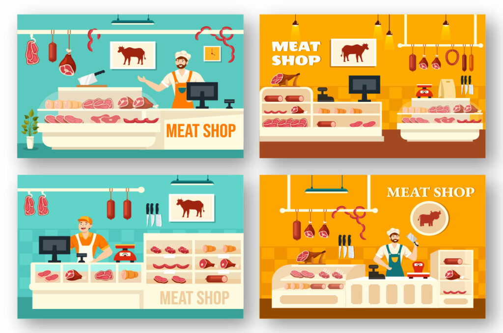 12 Meat Shop Vector Illustration - MasterBundles