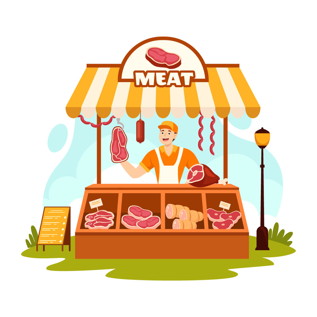 12 Meat Shop Vector Illustration cover image.