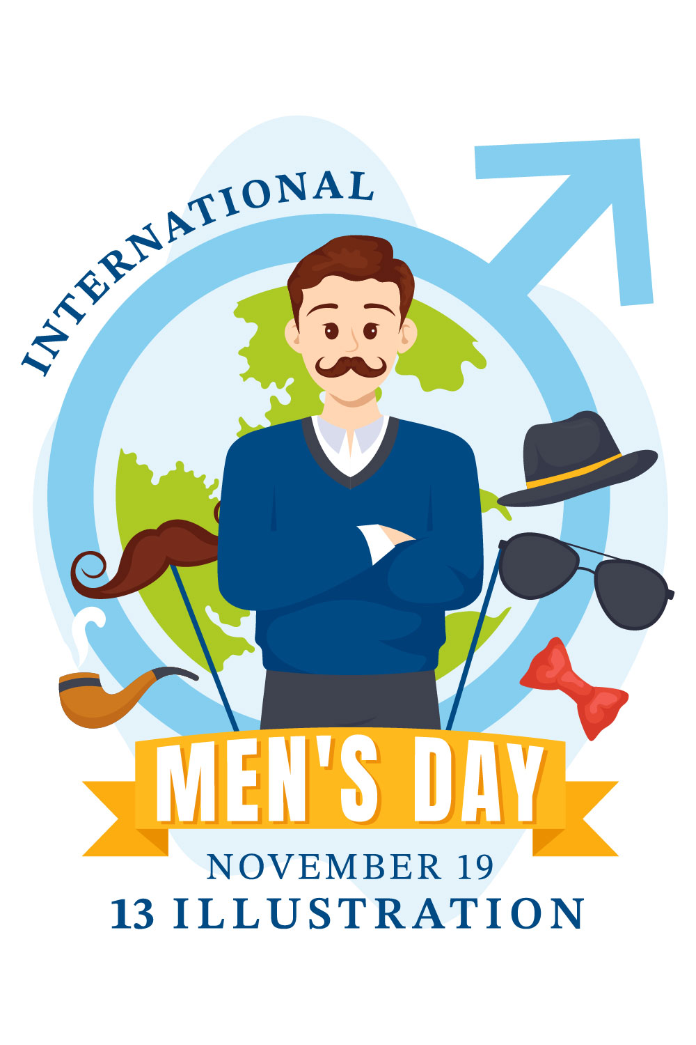 13 International Men's Day Illustration pinterest preview image.