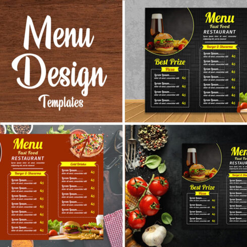 3 Menu design for restaurant cover image.