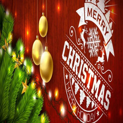 Merry Christmas happy new year design cover image.