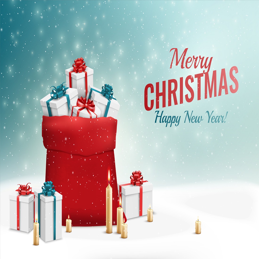 Merry Christmas happy new year greeting card preview image.