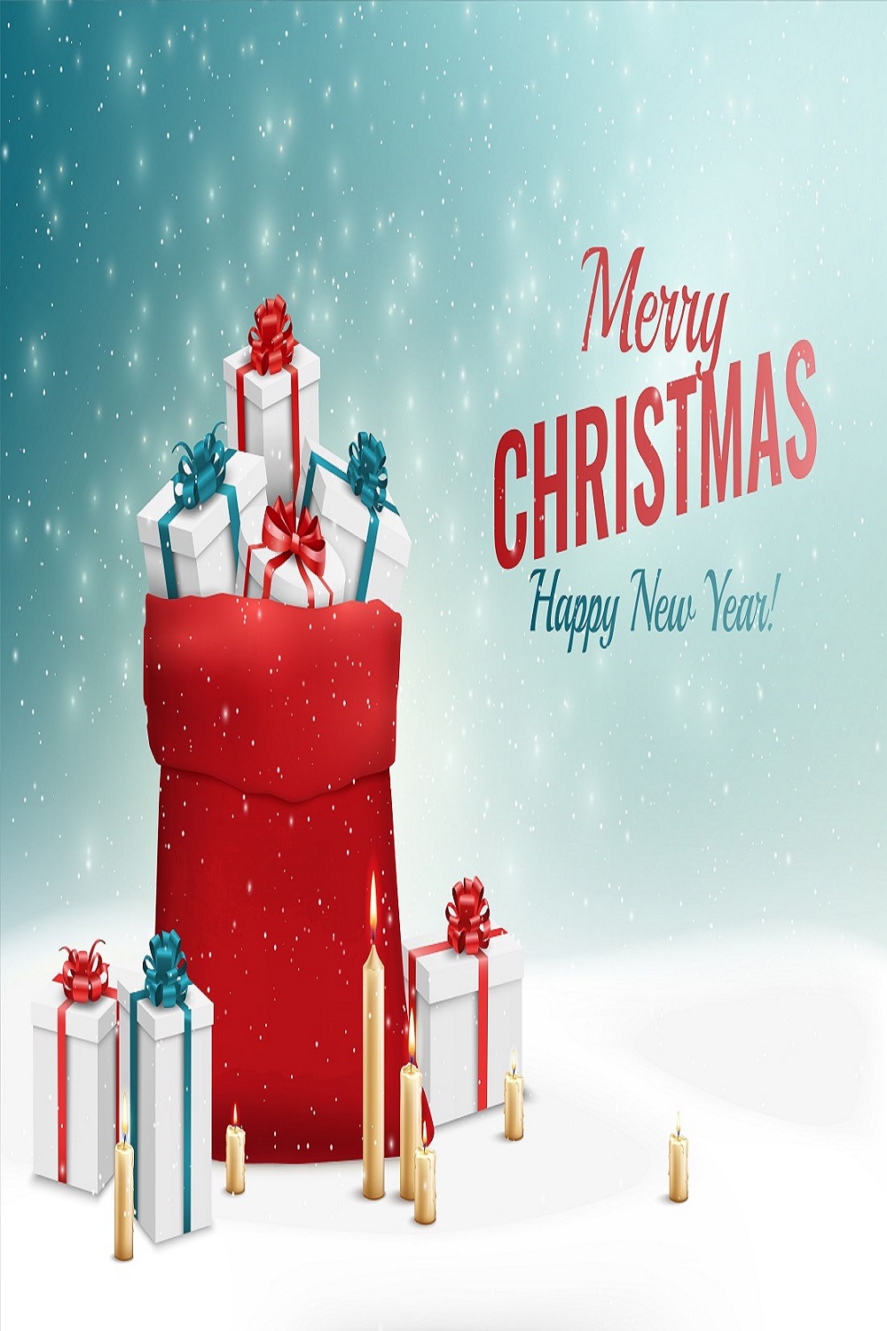 Merry Christmas happy new year greeting card pinterest preview image.