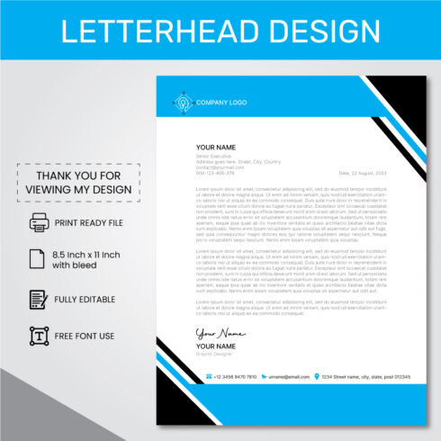 Modern Business and Corporate Letterhead Design cover image.