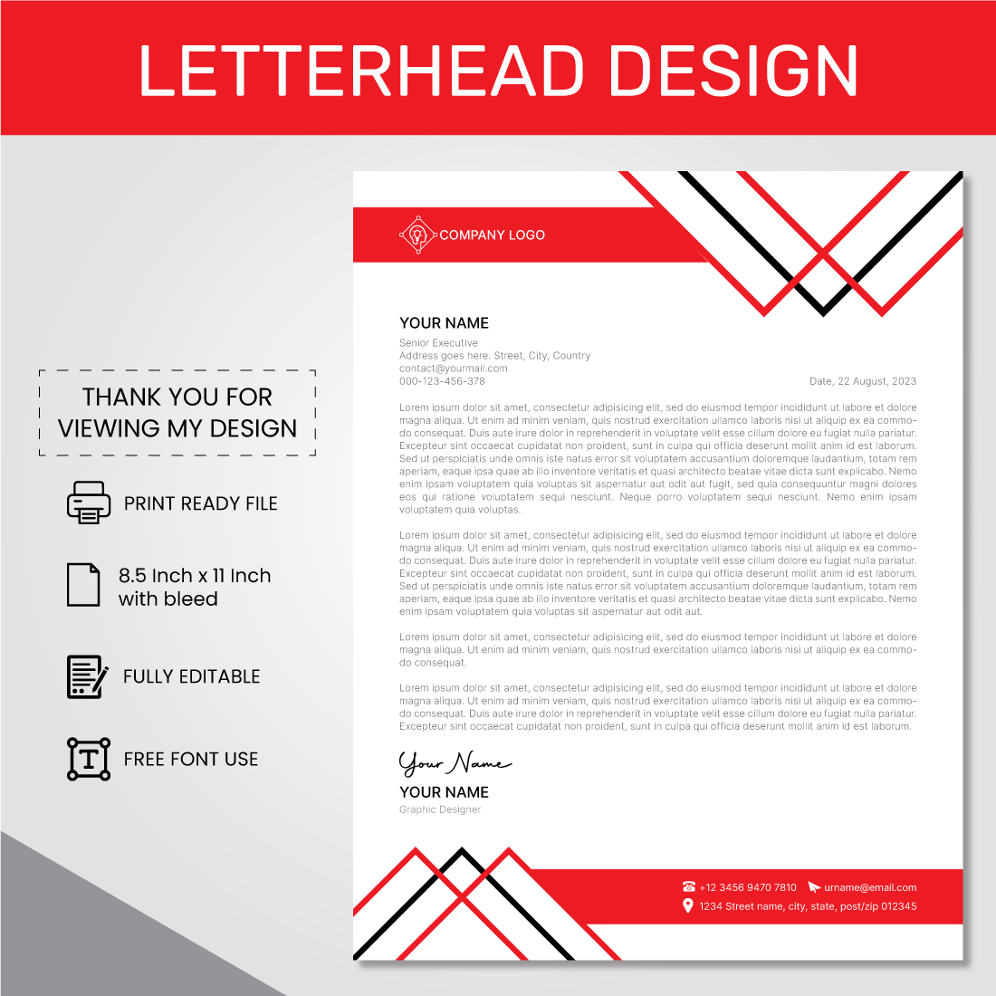 Modern Business and Corporate Letterhead Design preview image.