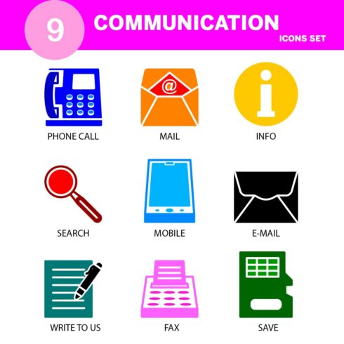 MODERN COMMUNICATION ICON SET COLOR EDITABLE AND RICBALE cover image.