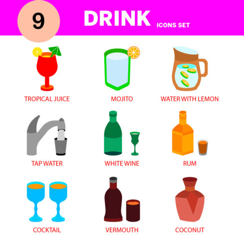 MODERN DRINK ICON SET EDITABLE AND RICBALE cover image.