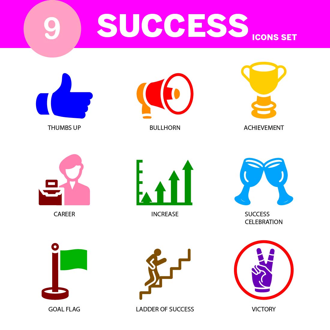MODERN SUCCESS ICON SET COLOR EDITABLE AND RICBALE cover image.