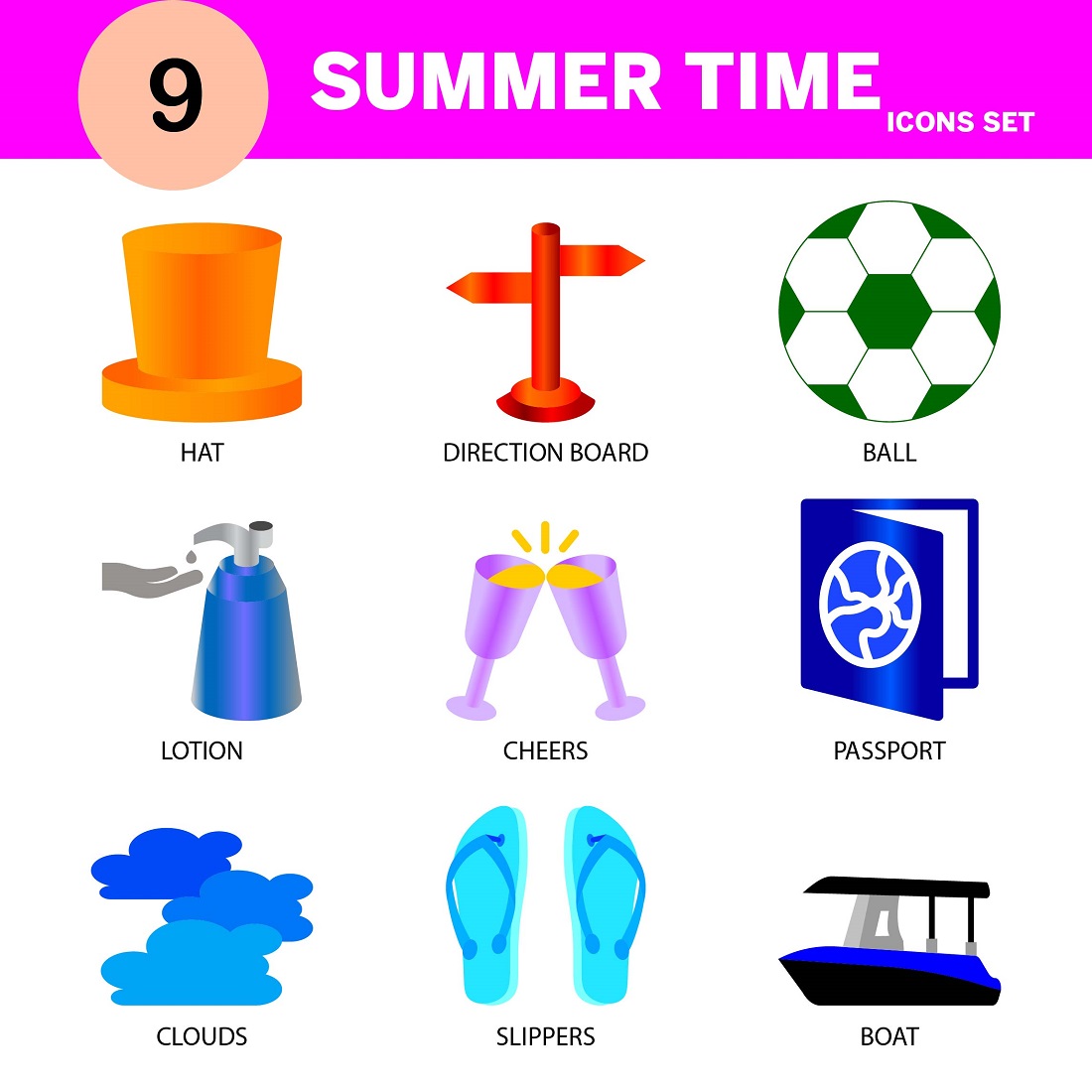 MODERN SUMMER TIME ICON SET EDITABOL AND RICBALE cover image.