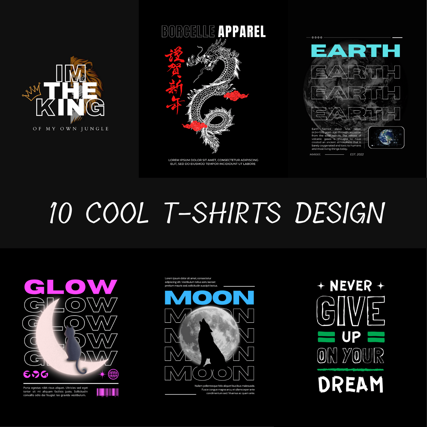 10 cool t shirts design bundle preview image.