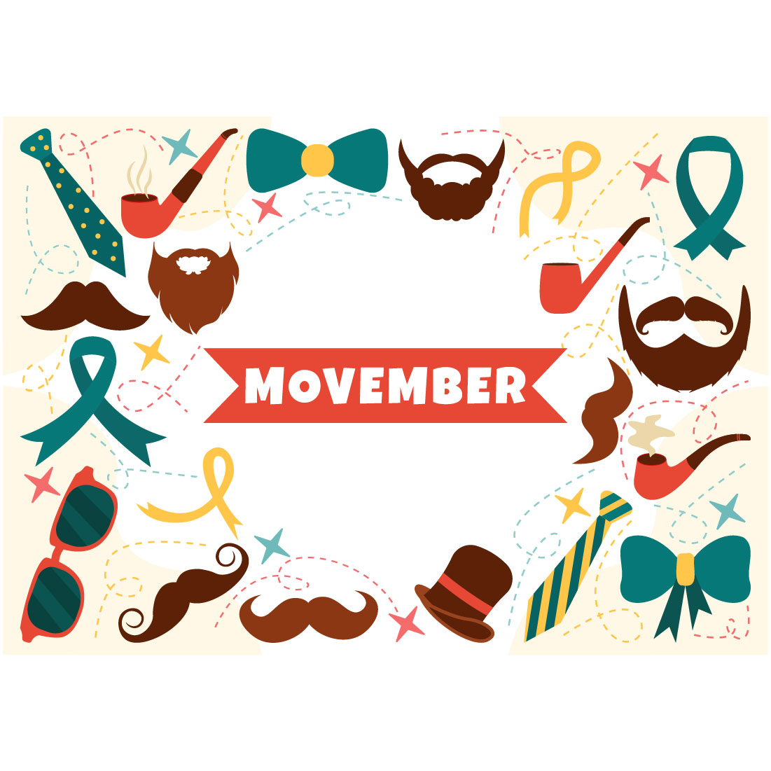 7 Movember Time Vector Illustration preview image.