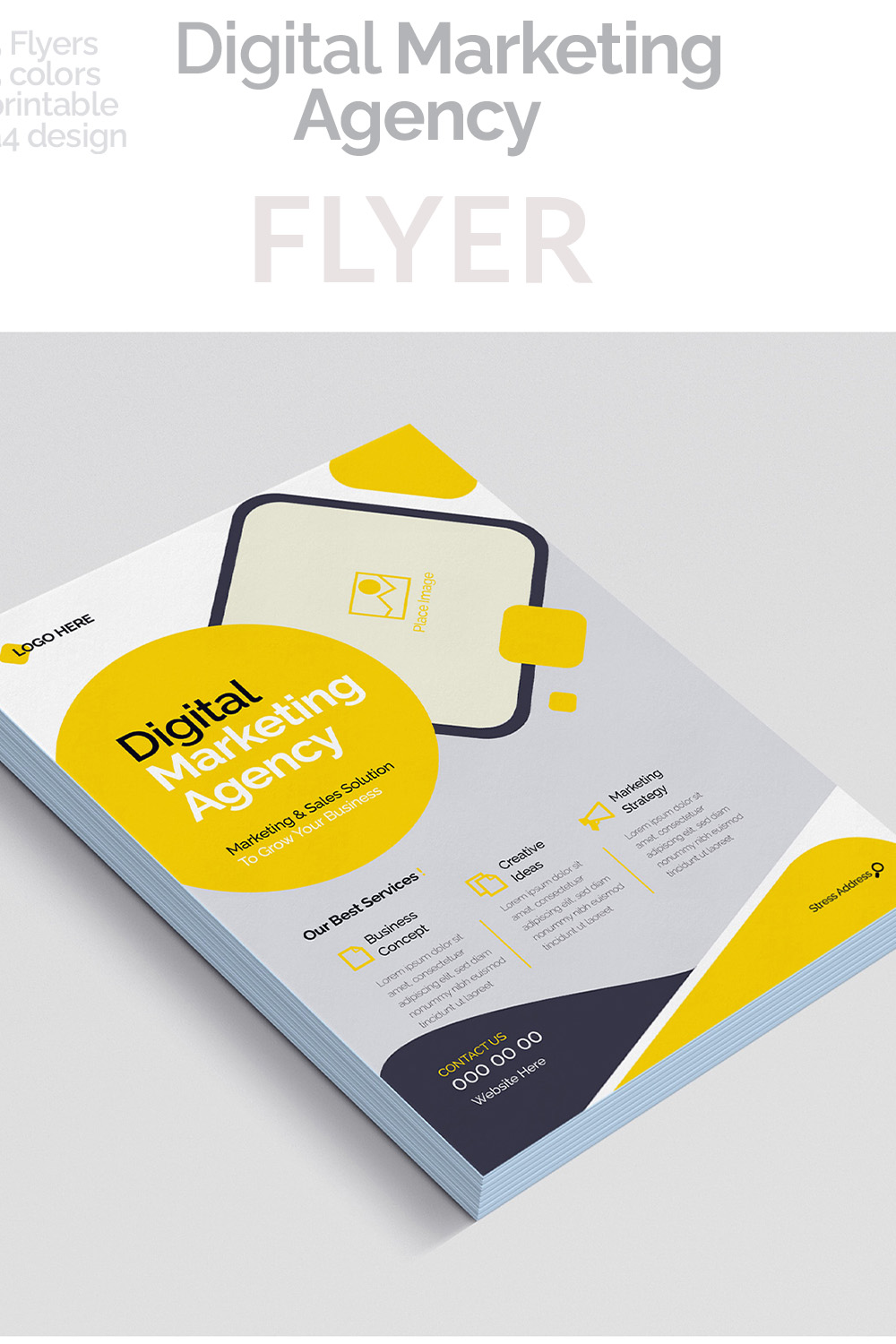 Digital Marketing Flyer template design pinterest preview image.