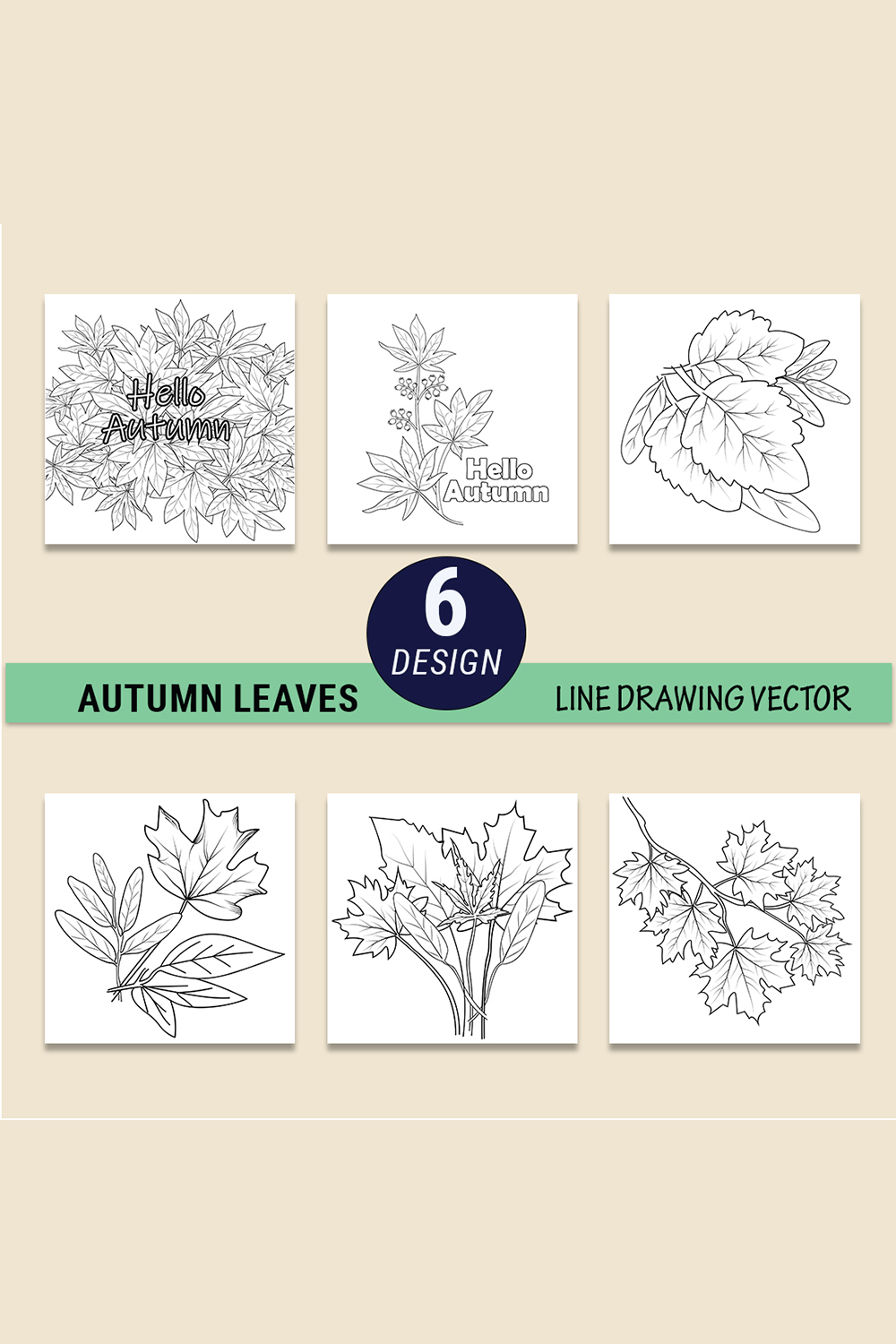 Autumn harvest vegetable pumpkin Autumn Fall season coloring illustration pages, Maple ornate leaves in black isolated on white background pinterest preview image.
